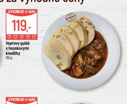 Vepřový guláš s houskovými knedlíky
