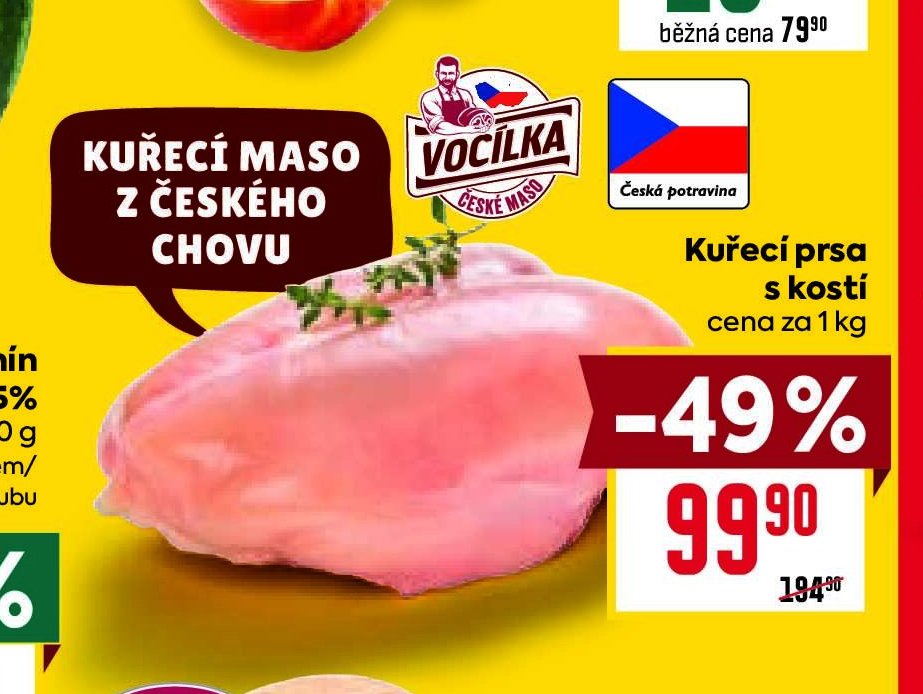 Kuřecí prsa s kostí 1 kg