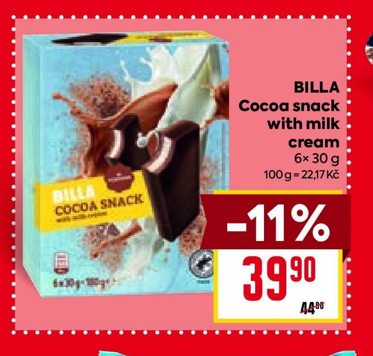 BILLA Cocoa snack with milk cream