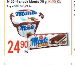Dezert Monte 150 g / Mléčný snack Monte 29 g