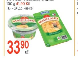 Sýr tavený Madeland 40% 125 g / Sýr plátky Madeland originál 100 g