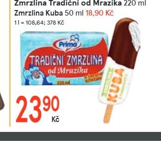 Zmrzlina Tradiční od Mrazíka 220 ml / Zmrzlina Kuba 50 ml