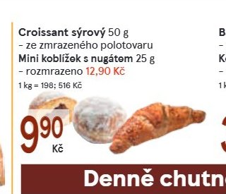 Croissant sýrový 50 g, Mini koblížek s nugátem 25 g