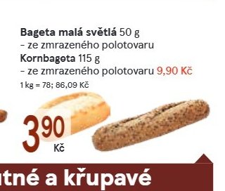 Bageta malá světlá 50 g, Kornbageta 115 g
