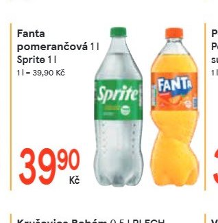 Fanta pomerančová 1 l, Sprite 1 l