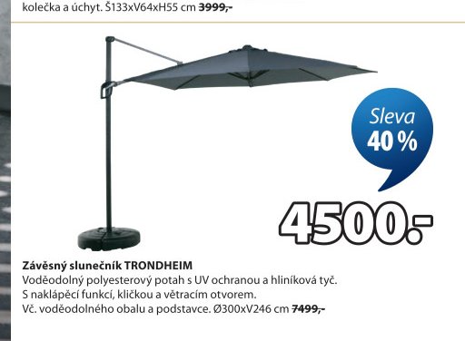 Závěsný slunečník TRONDHEIM