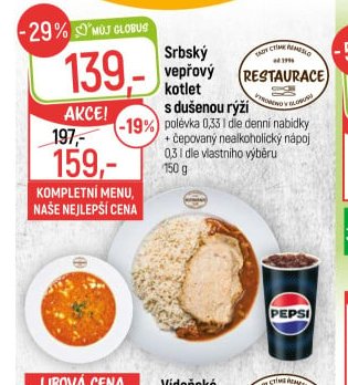 Srbský vepřový kotlet s dušenou rýží