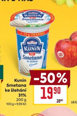 Kunín Smetana ke šlehání 31%