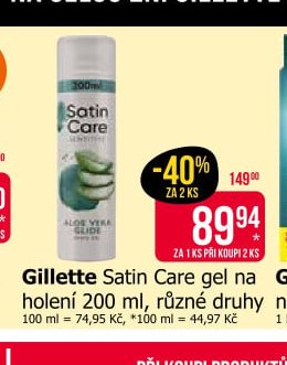 Gillette Satin Care gel na holení 200 ml, různé druhy