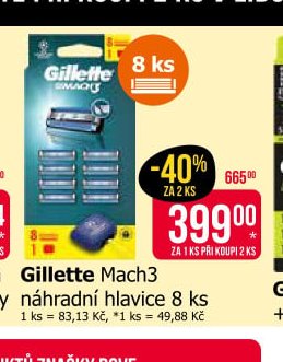 Gillette Mach3 náhradní hlavice 8 ks