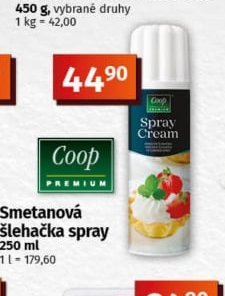 Smetanová šlehačka spray