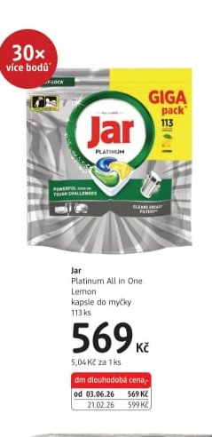 Jar Platinum All in One Lemon kapsle do myčky 113 ks