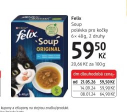 Felix Soup polévka pro kočky 6 x 48 g, 2 druhy