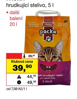 PACKA hrudkující stelivo