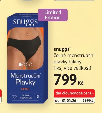 snuggs černé menstruační plavky bikini