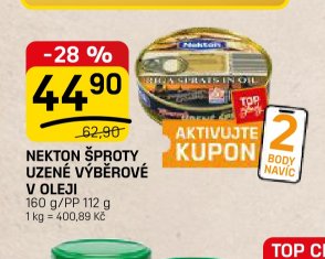 NEKTON ŠPROTY UZENÉ VÝBĚROVÉ V OLEJI