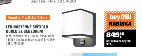 LED NÁSTĚNNÉ SVÍTIDLO DOBLO SE SENZOREM
