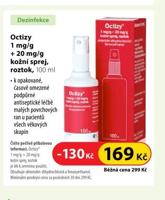 Octizy 1 mg/g + 20 mg/g kožní sprej, roztok, 100 ml