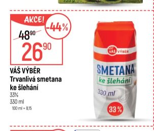Váš Výběr Trvanlivá smetana ke šlehání 330ml