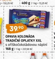 Opavia Kolonáda tradiční oplatky XXL s oříškovo-čokoládovou náplní