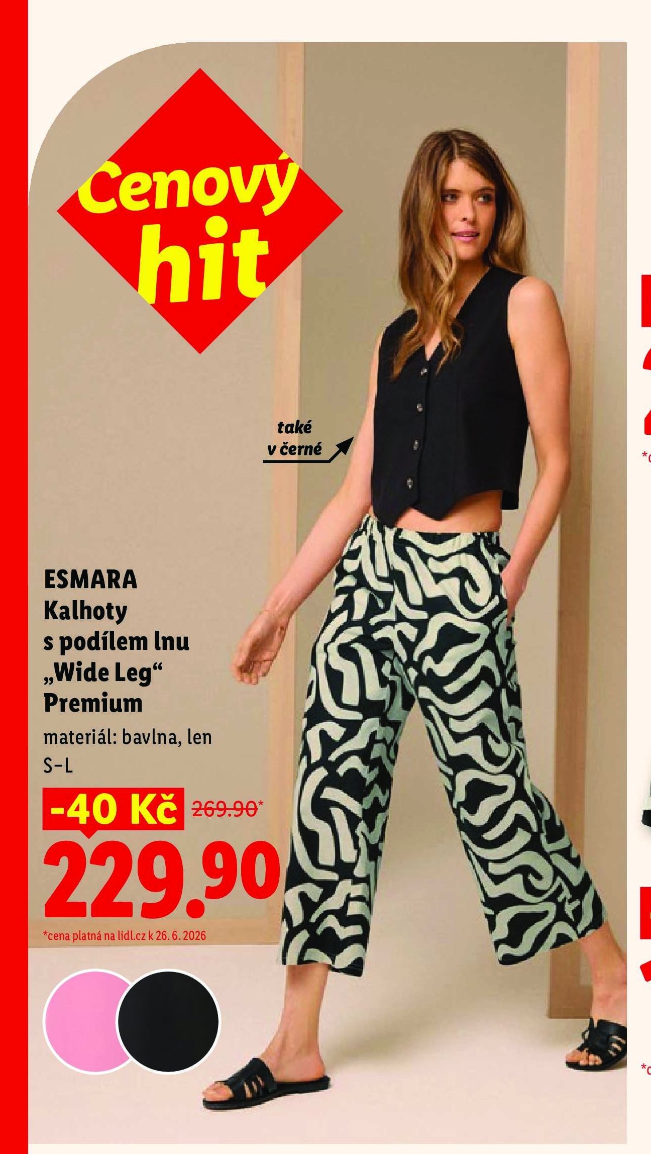 ESMARA Kalhoty s podílem lnu „Wide Leg“ Premium
