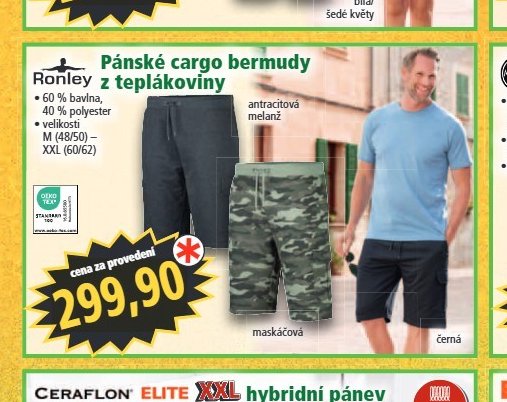 Pánské cargo bermudy Ronley z teplákoviny