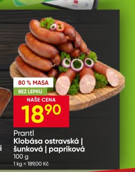 Prantl Klobása ostravská | šunková | papriková 100 g