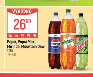 Pepsi, Pepsi Max, Mirinda, Mountain Dew