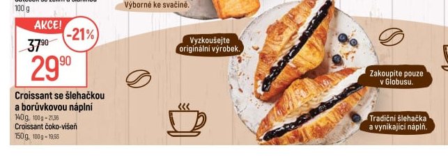 Croissant se šlehačkou a borůvkovou náplní, Croissant čoko-višeň
