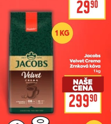 Jacobs Velvet Crema Zrnková káva
