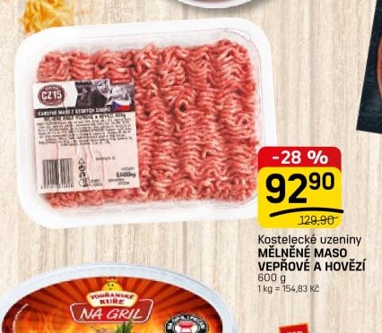 Kostelecké uzeniny MĚLNĚNÉ MASO VEPŘOVÉ A HOVĚZÍ