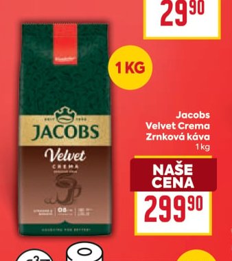 Jacobs Velvet Crema Zrnková káva