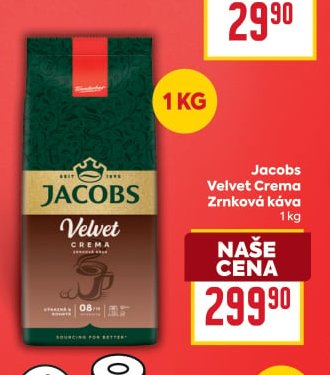 Jacobs Velvet Crema Zrnková káva