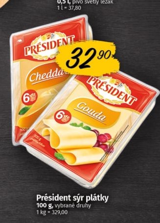 Président sýr plátky