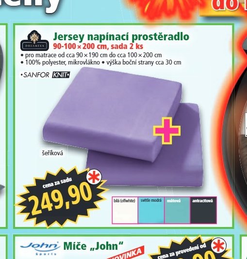 Jersey napínací prostěradlo