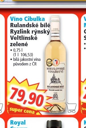 Víno Cibulka Rulandské bílé/Ryzlink rýnský/Veltlínské zelené