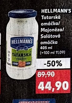 HELLMANN'S Tatarská omáčka/Majonéza/Salátová omáčka