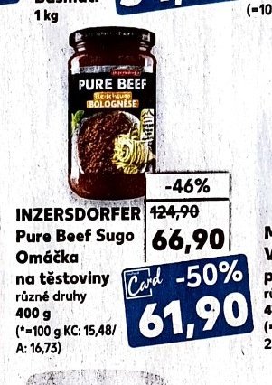 INZERSDORFER Pure Beef Sugo Omáčka na těstoviny různé druhy 400 g