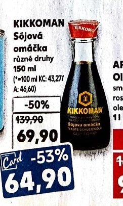 KIKKOMAN Sójová omáčka různé druhy 150 ml