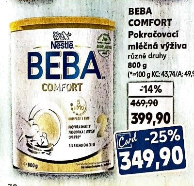 BEBA COMFORT Pokračovací mléčná výživa různé druhy 800 g