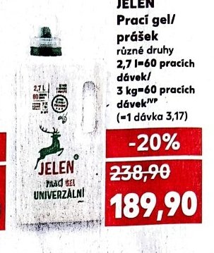 Jelen Prací gel/prášek 2,7 l/3 kg