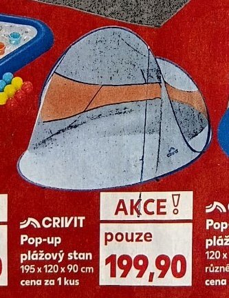 Crivit Pop-up plážový stan 195 x 120 x 90 cm