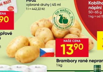 Brambory rané neprané