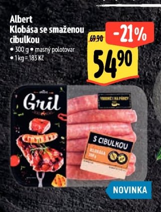 Albert Klobása se smaženou cibulkou