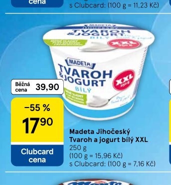 Madeta Jihočeský Tvaroh a jogurt bílý XXL