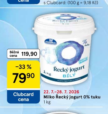 Milko Řecký jogurt 0% tuku