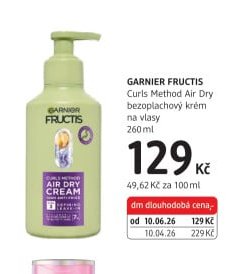 GARNIER FRUCTIS Curls Method Air Dry bezoplachový krém na vlasy 260 ml