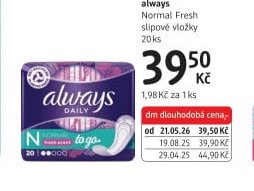 always Normal Fresh slipové vložky 20 ks