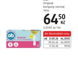 o.b. Original tampony normal 16 ks