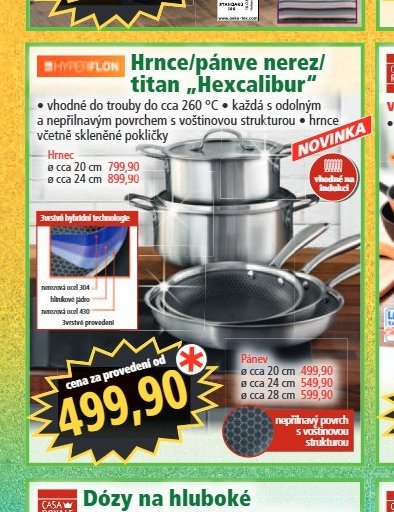 Hrnce/pánve nerez/titan Hexcalibur